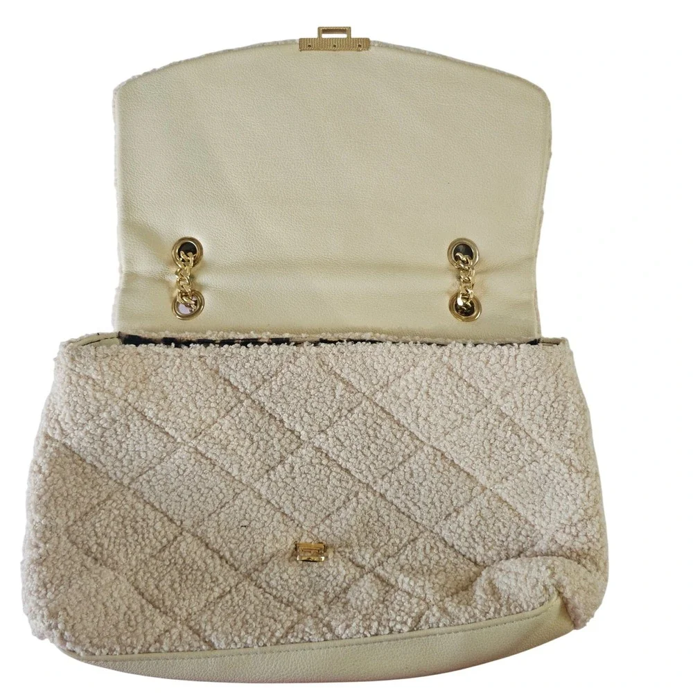 NWT Rachel Zoe Angelica Shoulder‎ Bag Purse Bone Beige Tufted Gold Chain Leopard - Picture 7 of 10